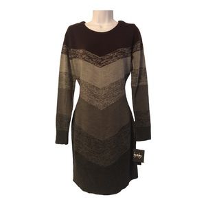 NWT By & By Chevron Print Long Sleeve Sweater Dress Women’s Size Large